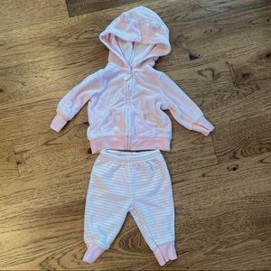 Carter's Baby Girl Pink Coordinated Sweats Set Hoodie & Striped Pants Size 3M